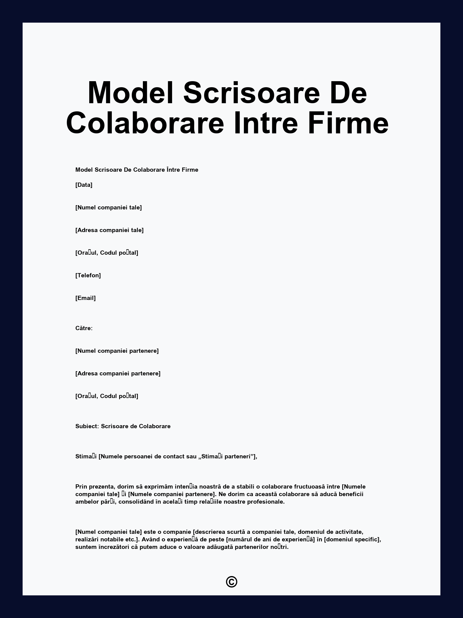 Model Scrisoare De Colaborare Intre Firme