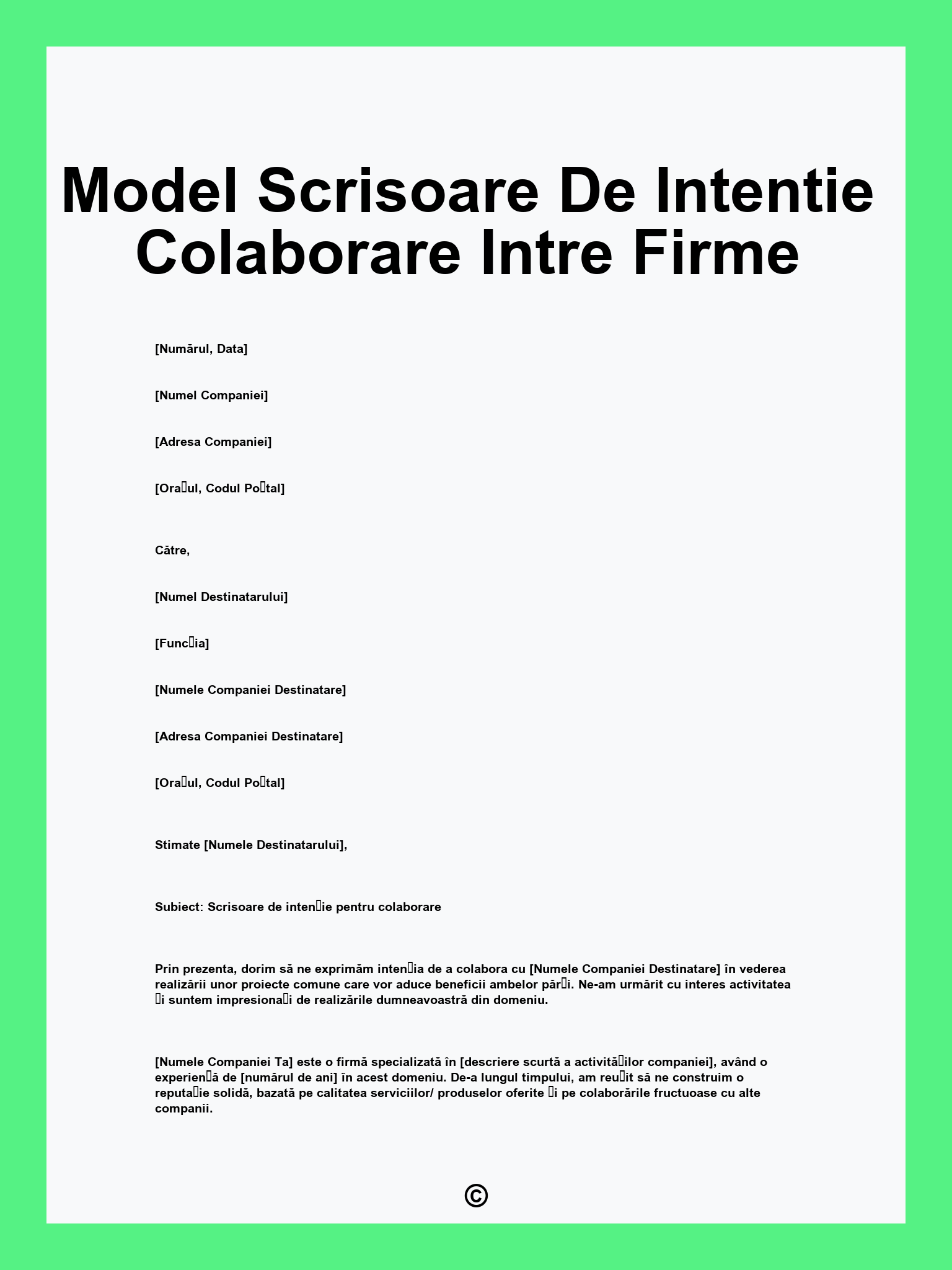 Model Scrisoare De Intentie Colaborare Intre Firme