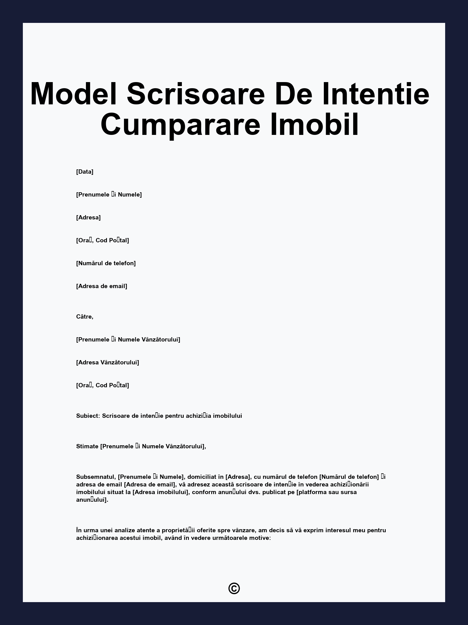 Model Scrisoare De Intentie Cumparare Imobil