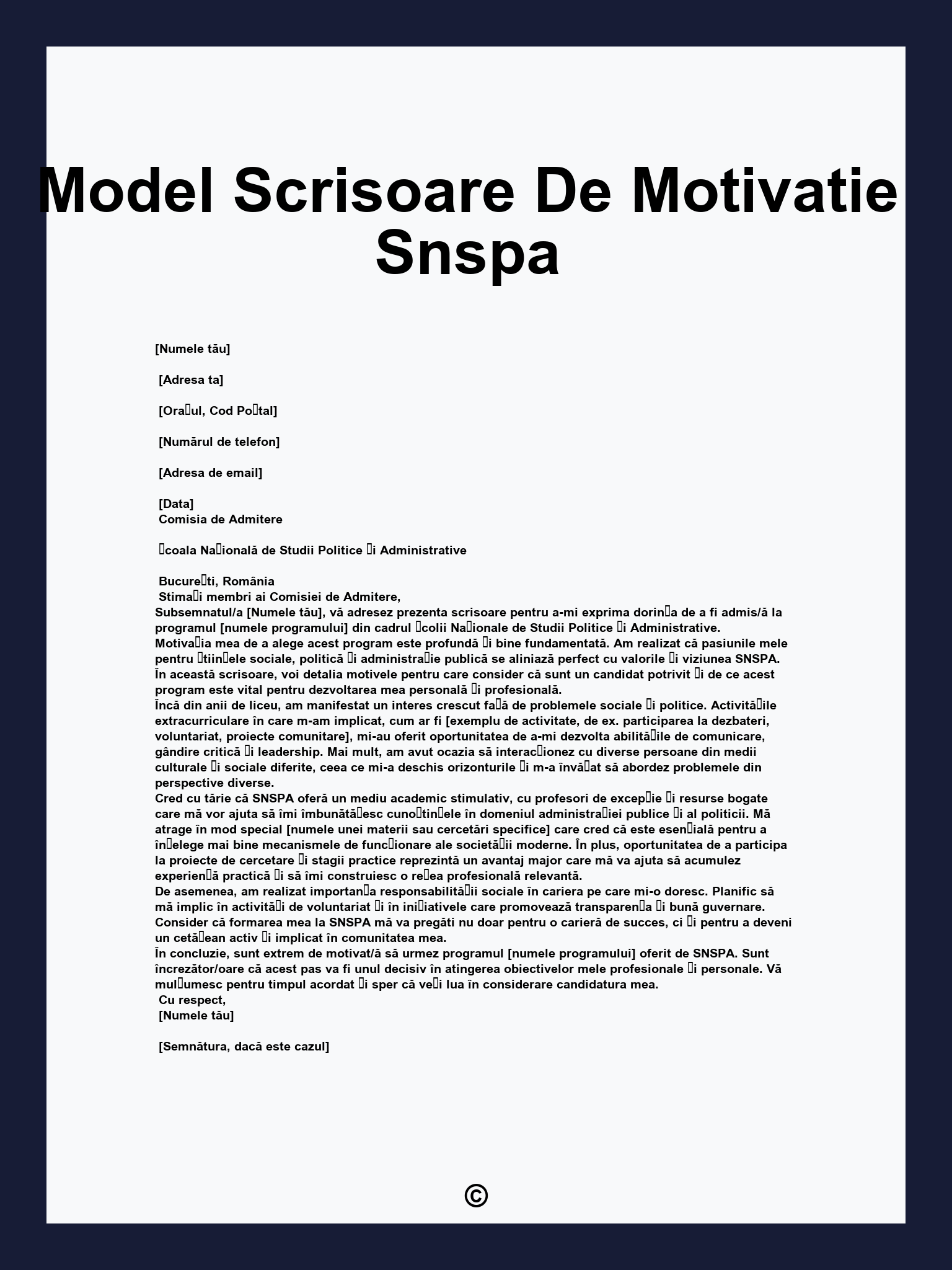 Model Scrisoare De Motivatie Snspa