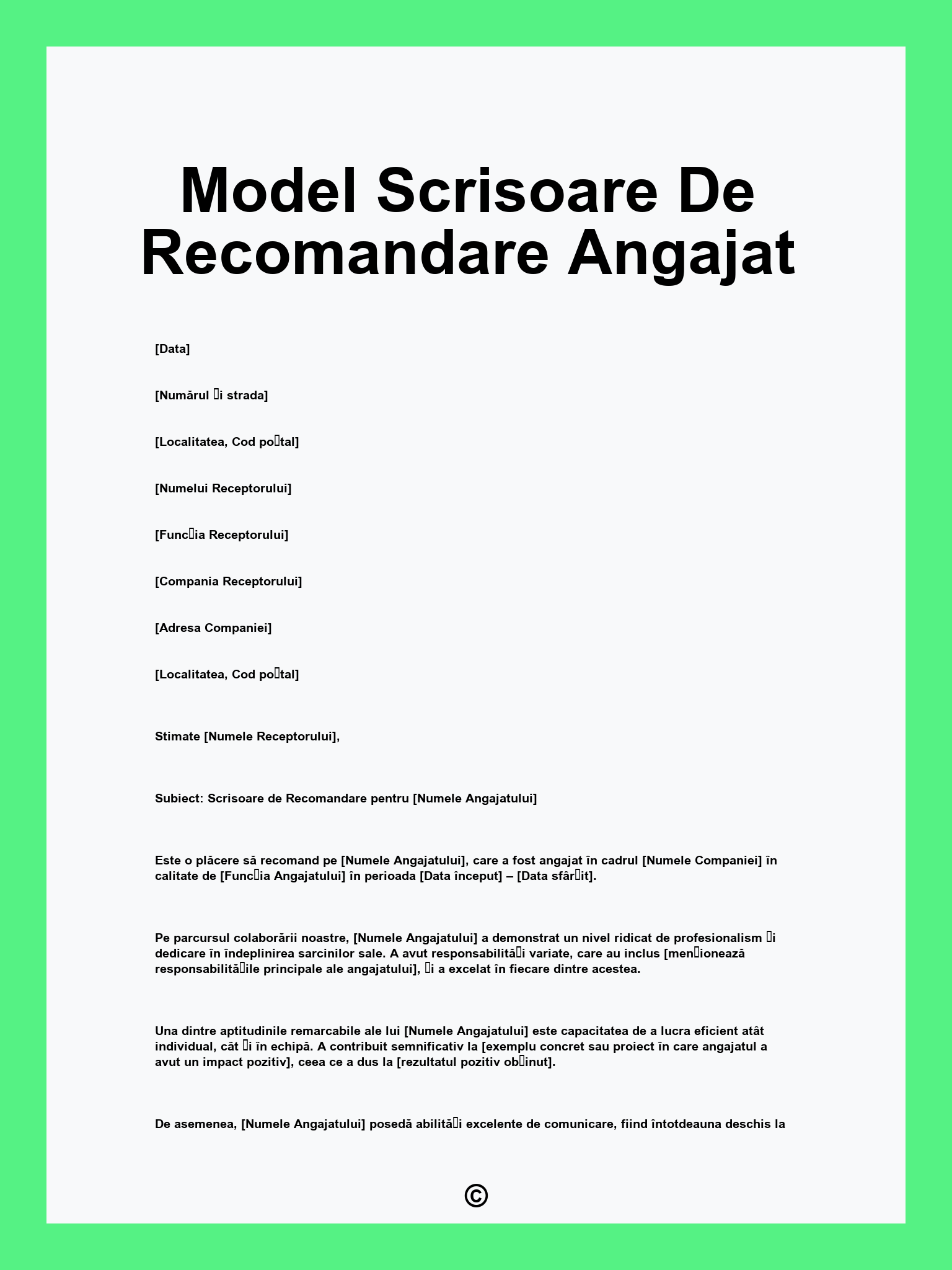 Model Scrisoare De Recomandare Angajat