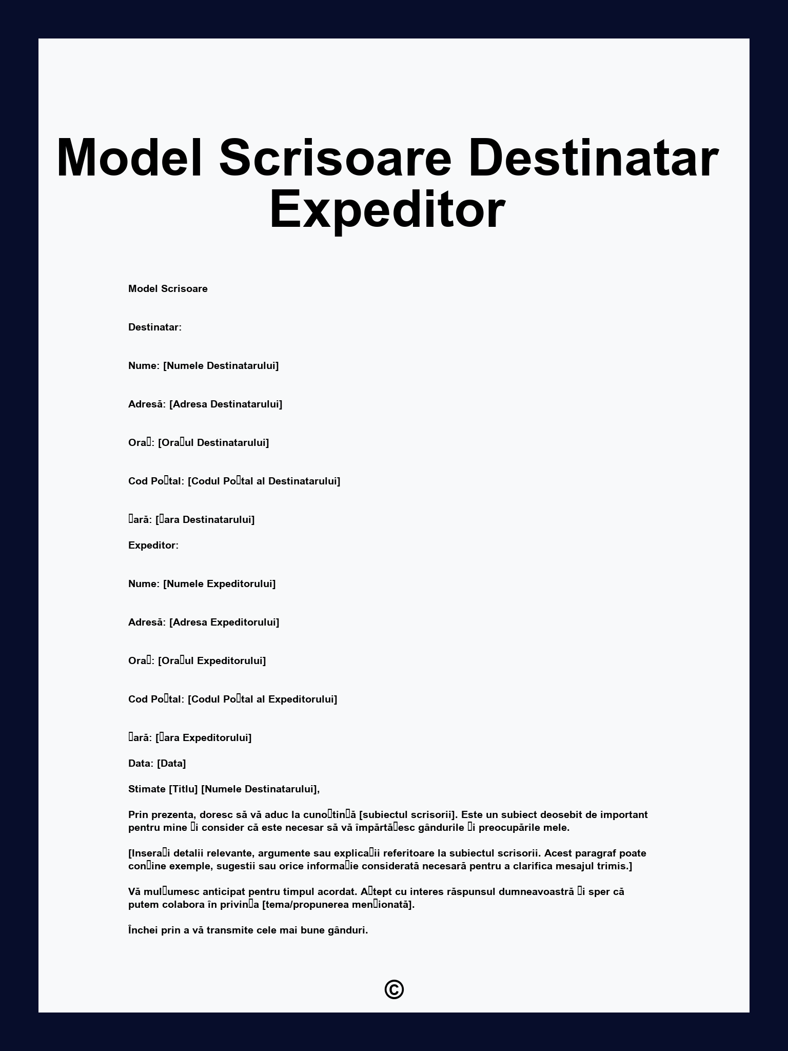 Model Scrisoare Destinatar Expeditor