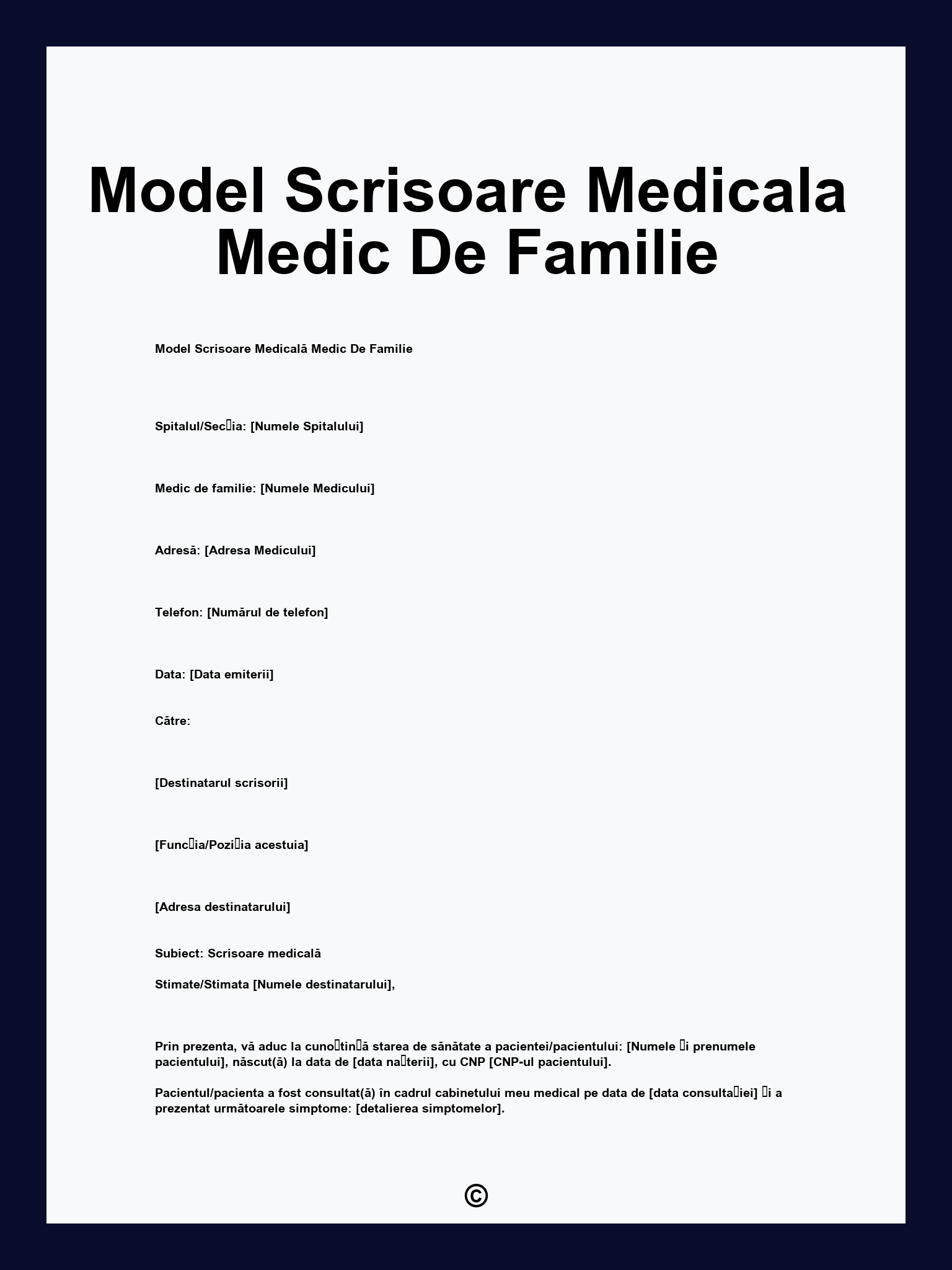 Model Scrisoare Medicala Medic De Familie