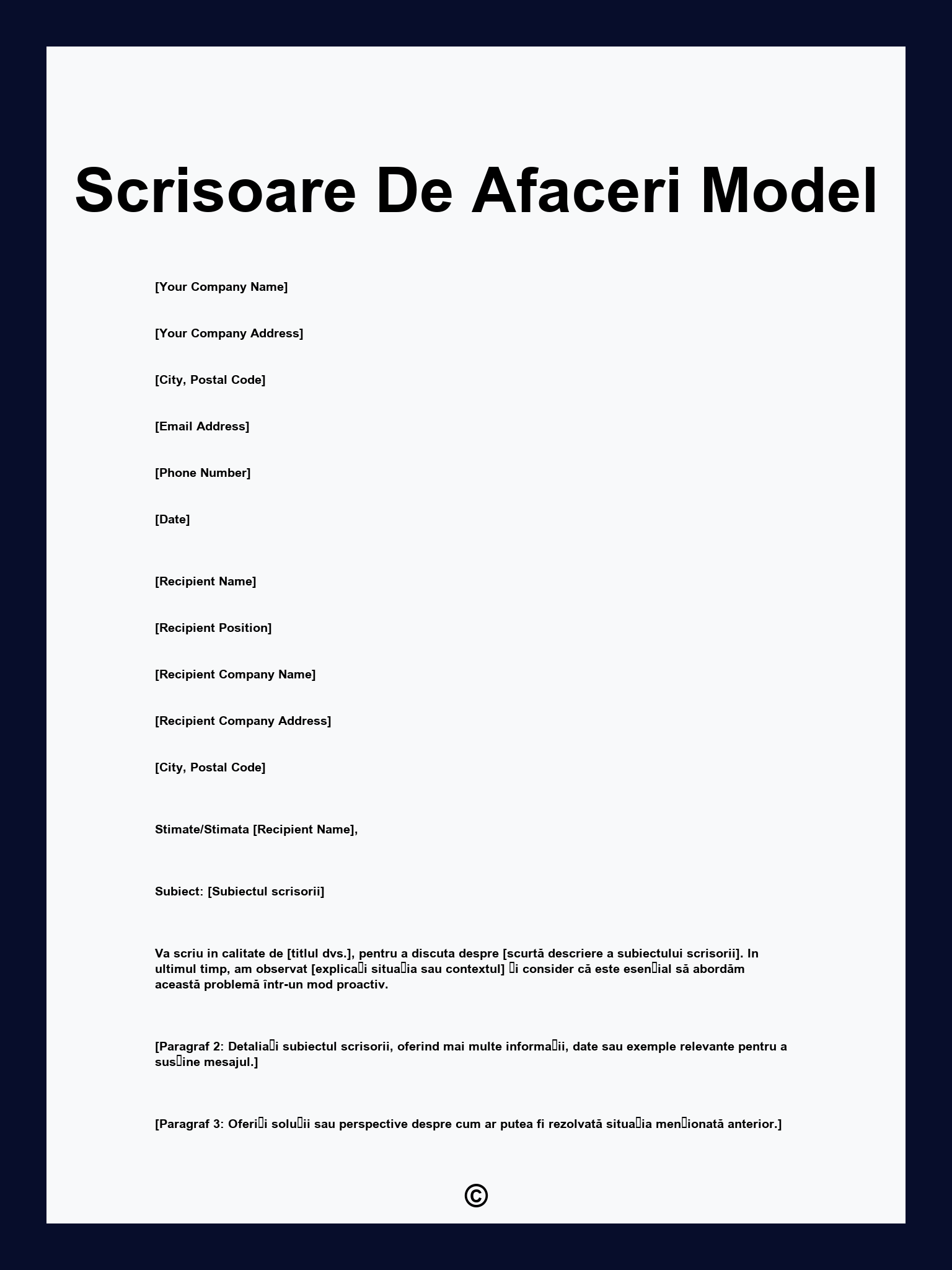 Scrisoare De Afaceri Model