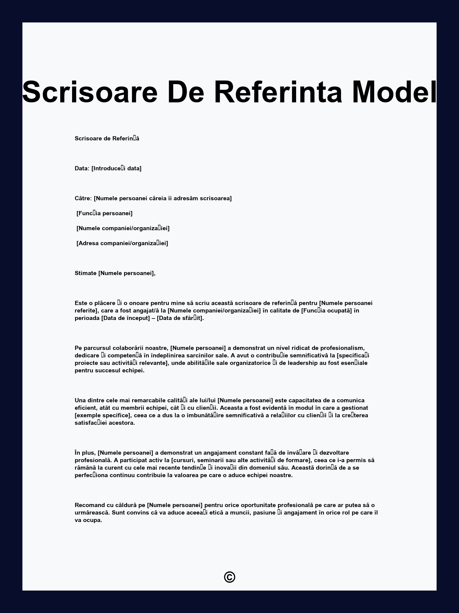 Scrisoare De Referinta Model