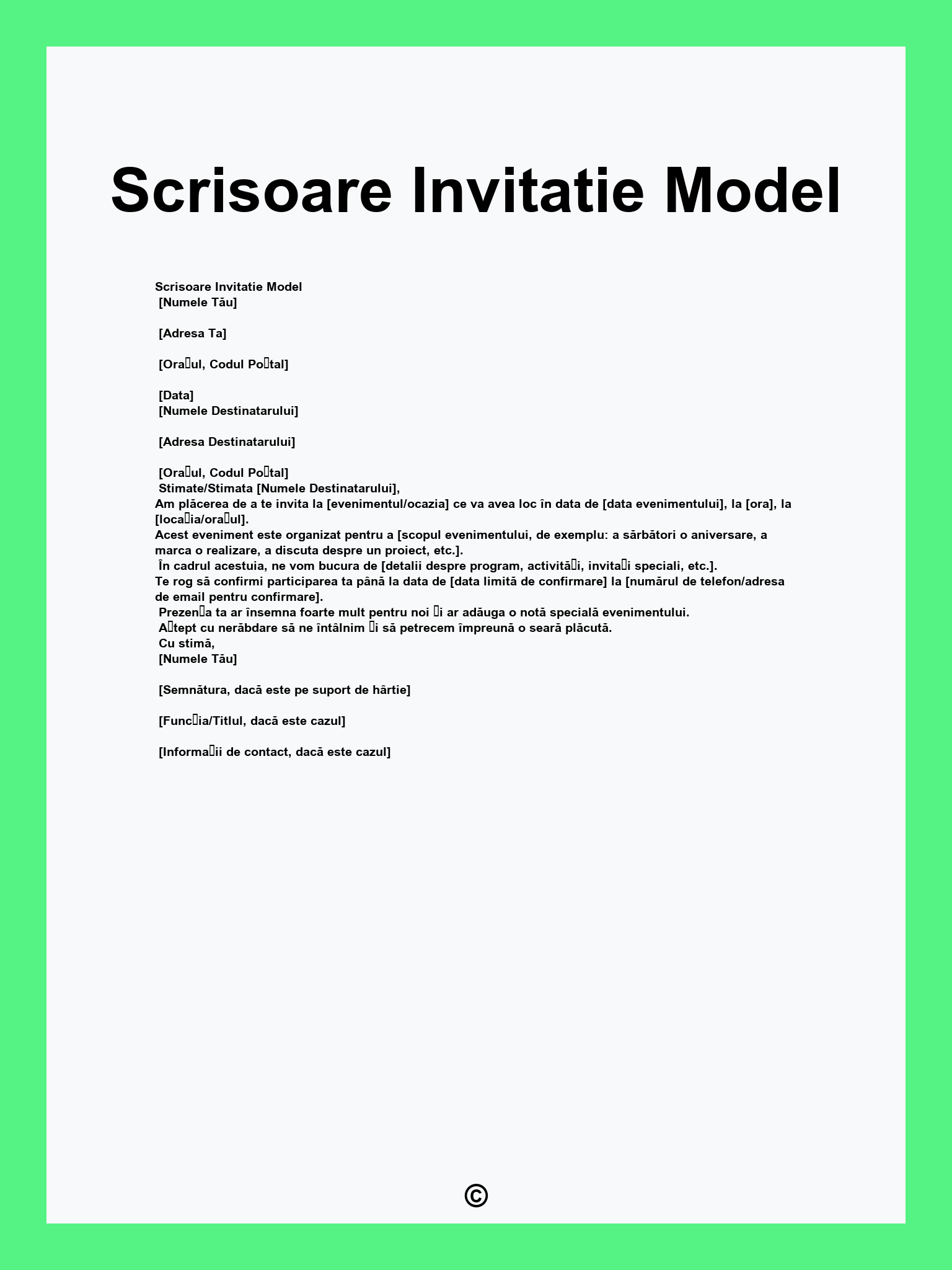 Scrisoare Invitatie Model