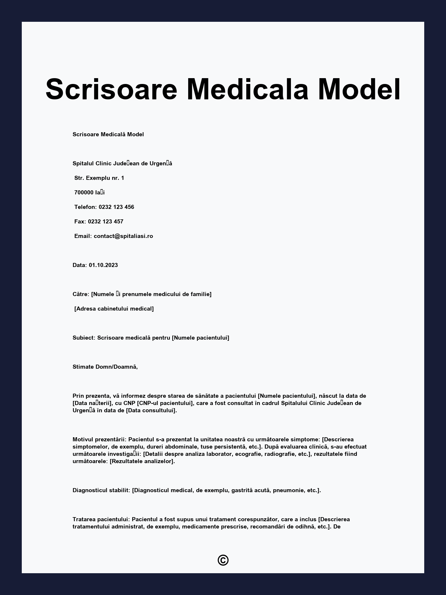 Scrisoare Medicala Model